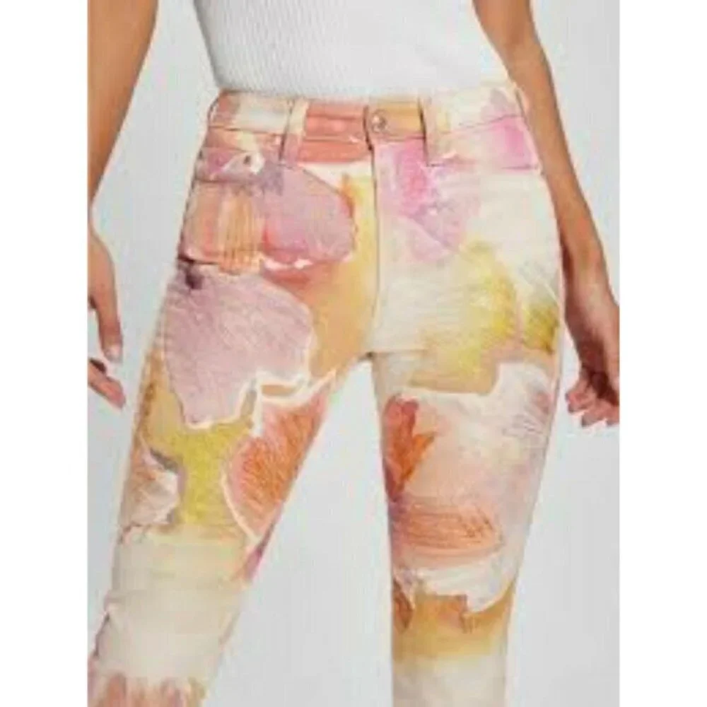 NWT GUESS GIRLY SEQUIN METRO FLOWER SKINNY JEANS W 25 - Picture 2 of 13